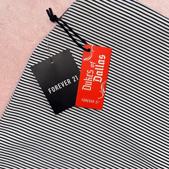 Forever 21 Dukes of Dallas Black & White Striped Mini Pencil Skirt NWT, Size M - Picture 4 of 5